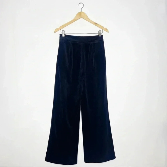 Bishop + Young Black Wide Leg Velvet Pants Size Small - Picture 1 of 6